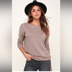 Lulu’s Pointelle Me More Light Brown Knit Sweater